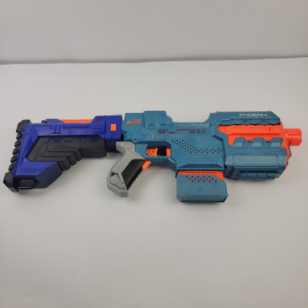 Nerf Elite 2.0 Phoenix CS-6 Motorized Blaster Teal Orange with Blue Stock